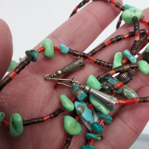 REAL vintage turquoise chunk 30"long lariat necklace - Picture 12 of 13